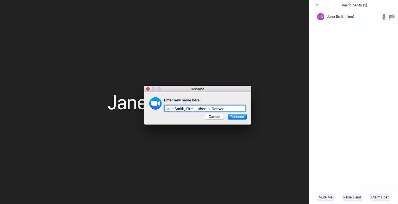 Changing your Display Name for a Zoom meeting Rocky Mountain Synod